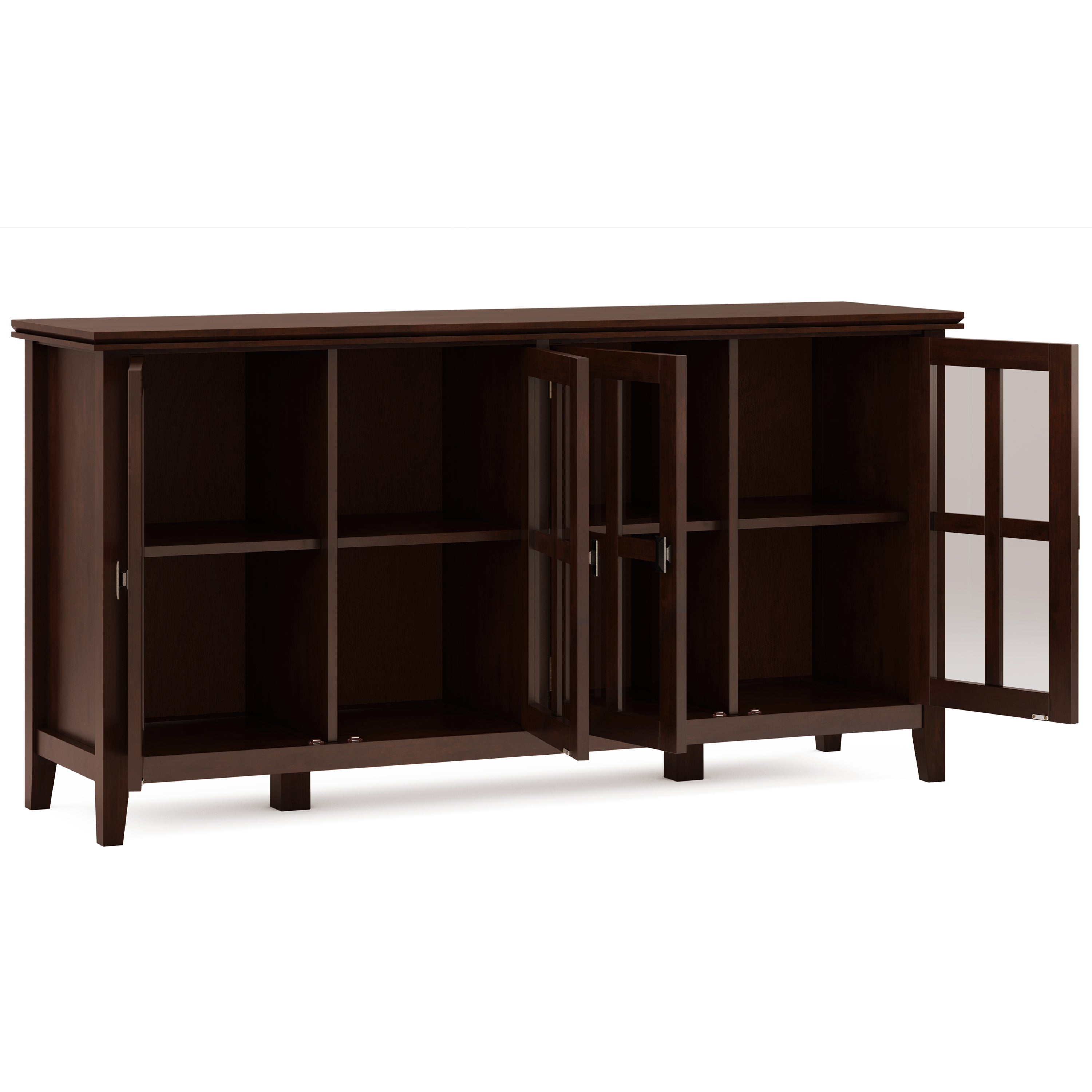 Artisan 66 Inch Wide Solid Wood Wide 4 Door Storage Cabinet in Russet