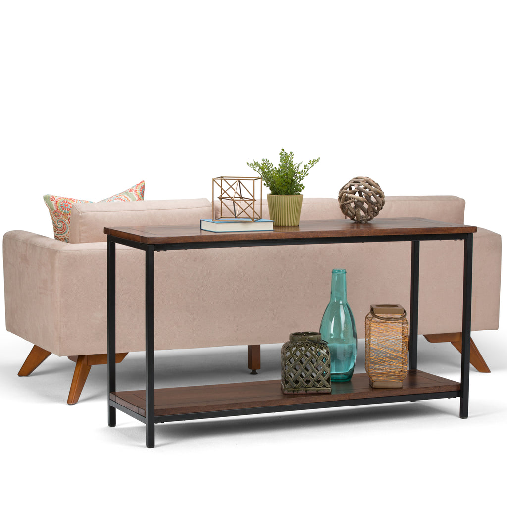 Skyler 54 Inch Wide Solid Mango Wood Console Sofa Table in Dark