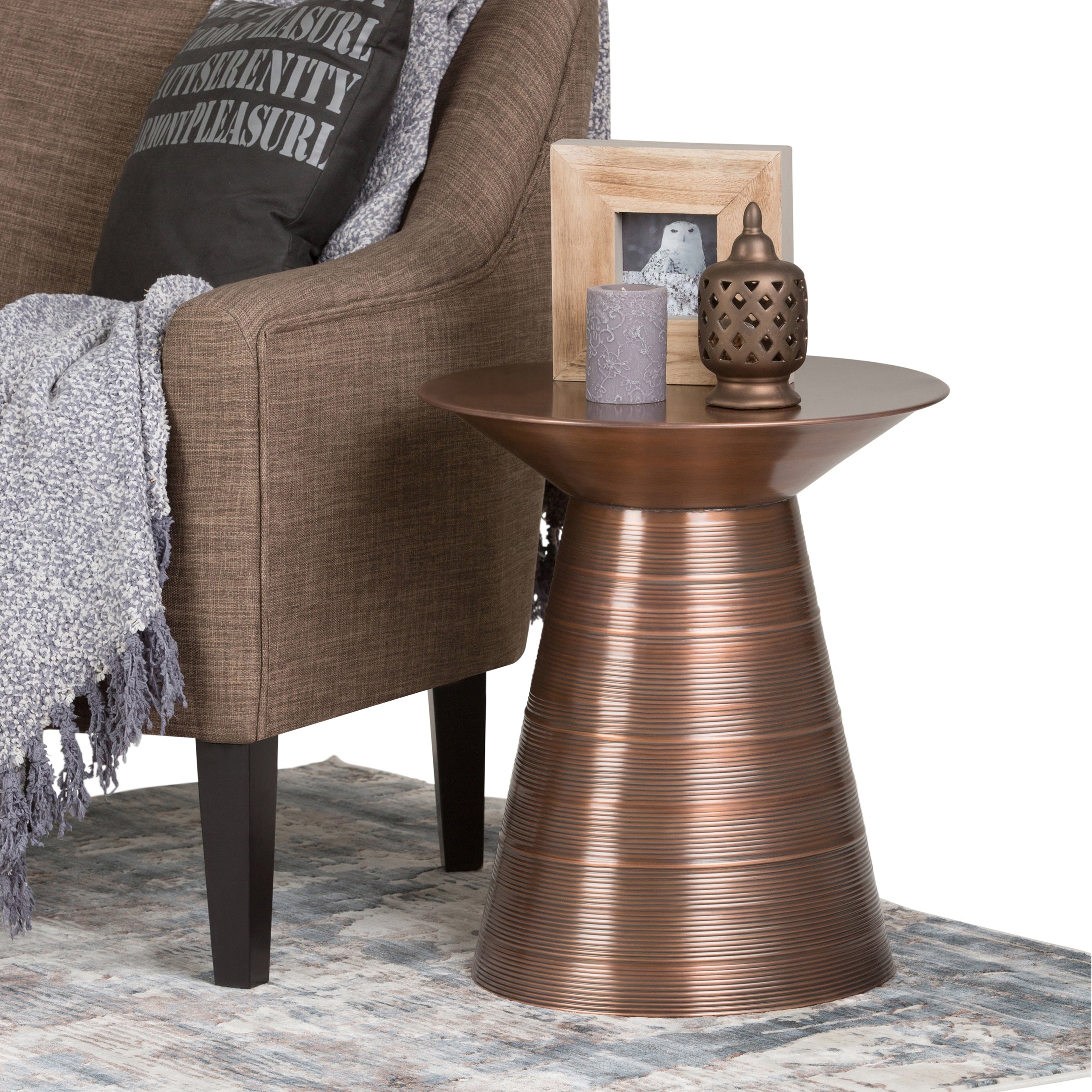 Sheridan 18 Inch Wide Metal Accent Table in Aged
