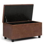 Cosmopolitan 34 Inch Wide Storage Ottoman in Distressed Saddle