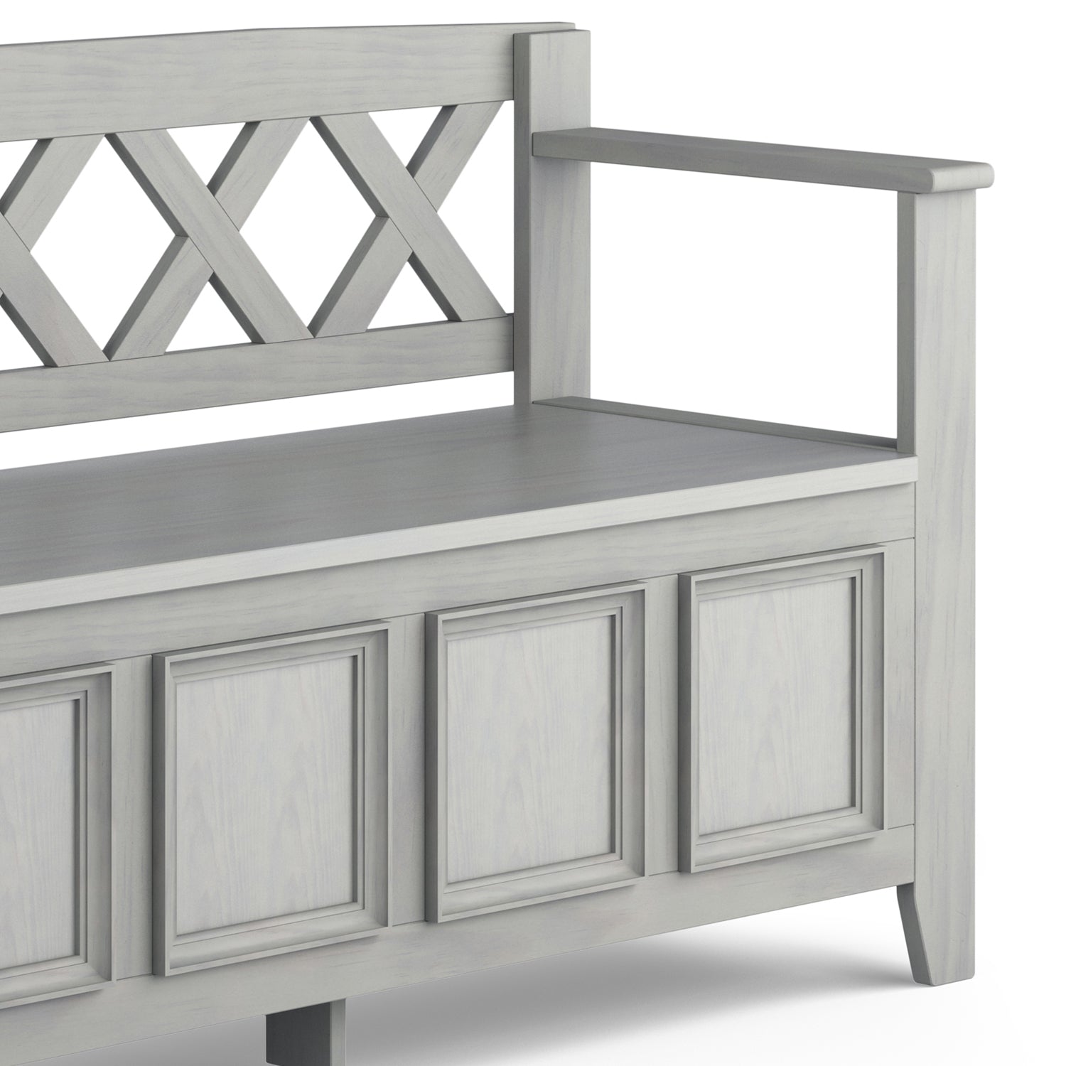 Amherst Solid Wood Entryway Storage Bench in Fog