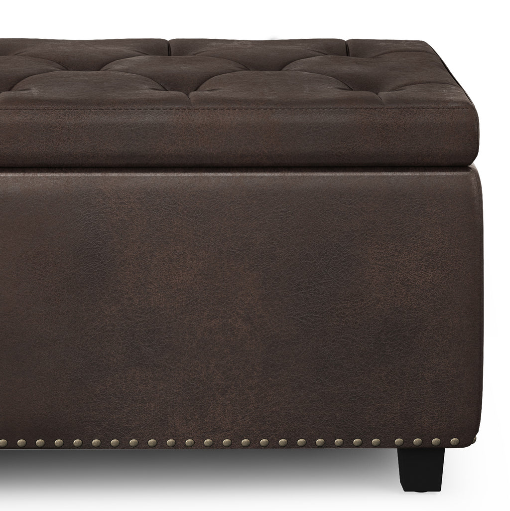 Hamilton 48 Inch Wide Storage Ottoman in Distressed