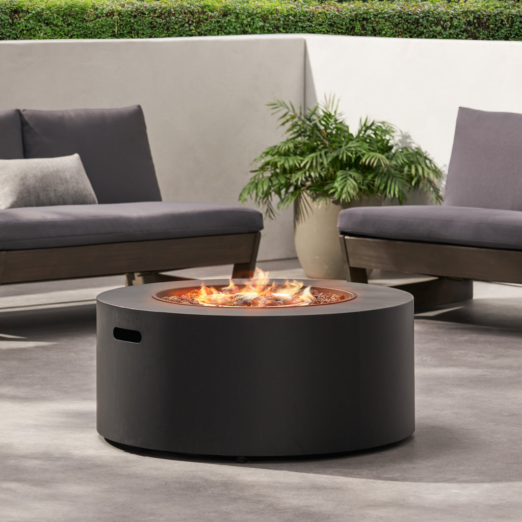 32" Patio 40,000 BTU Round Iron Propane Fire Pit, Dark