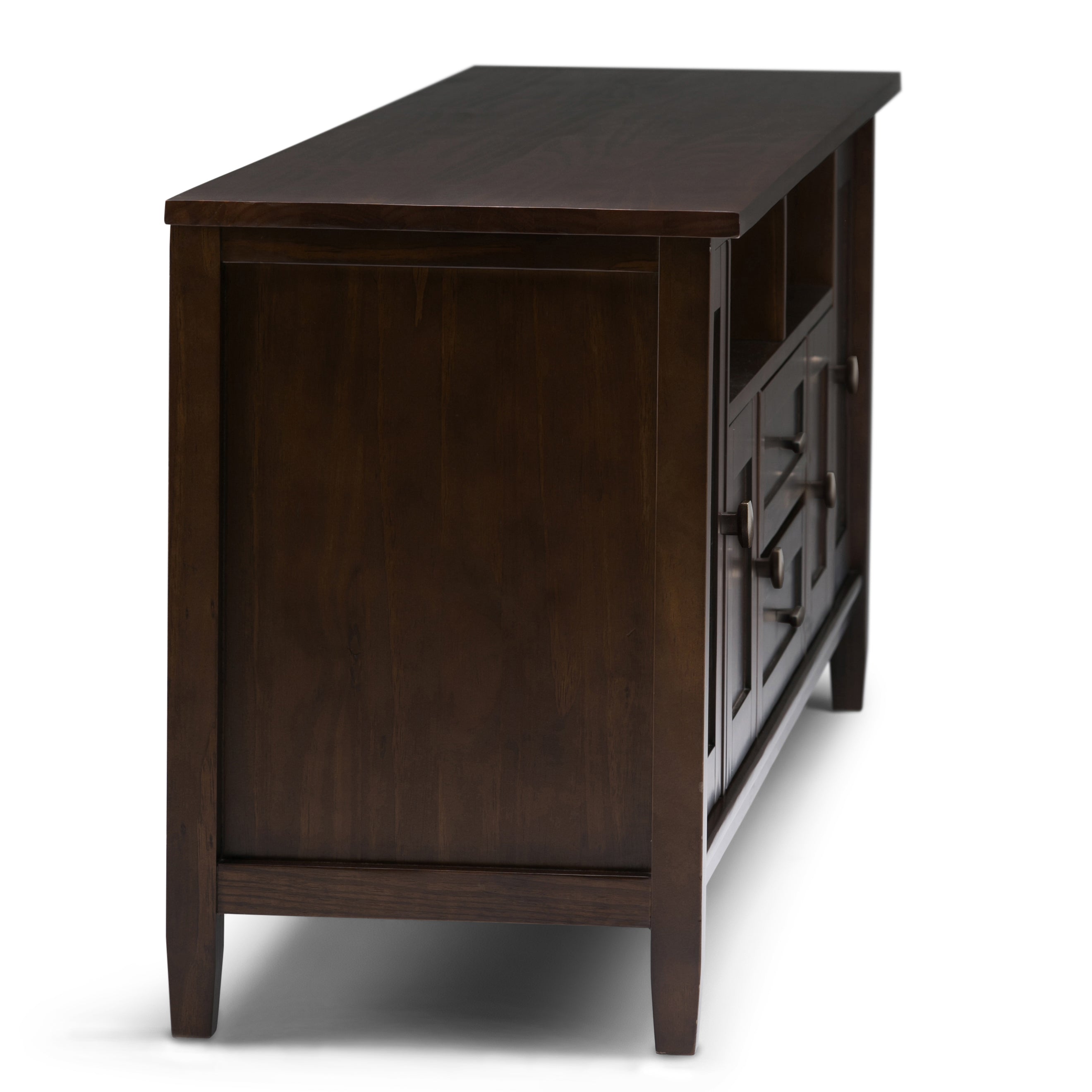 Warm Shaker 72 Inch Wide Solid Wood TV Stand in Tobacco