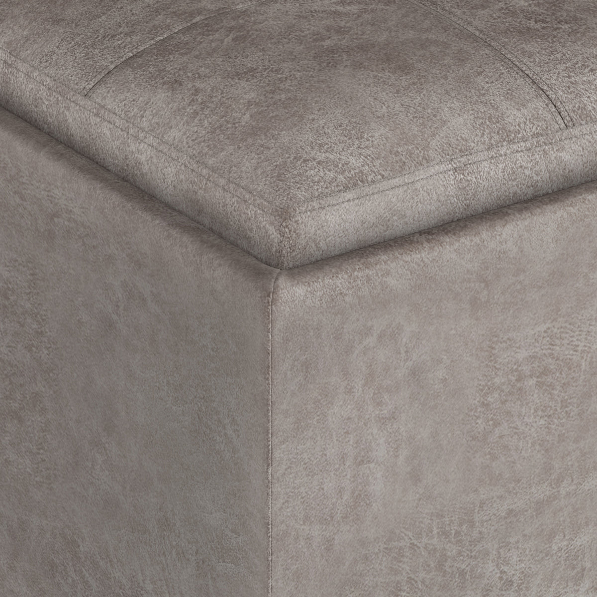 Rockwood 17 Inch Wide Cube Storage Ottoman with Tray in Distressed