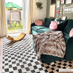 Lajos Black & White Checkered Plush Rug