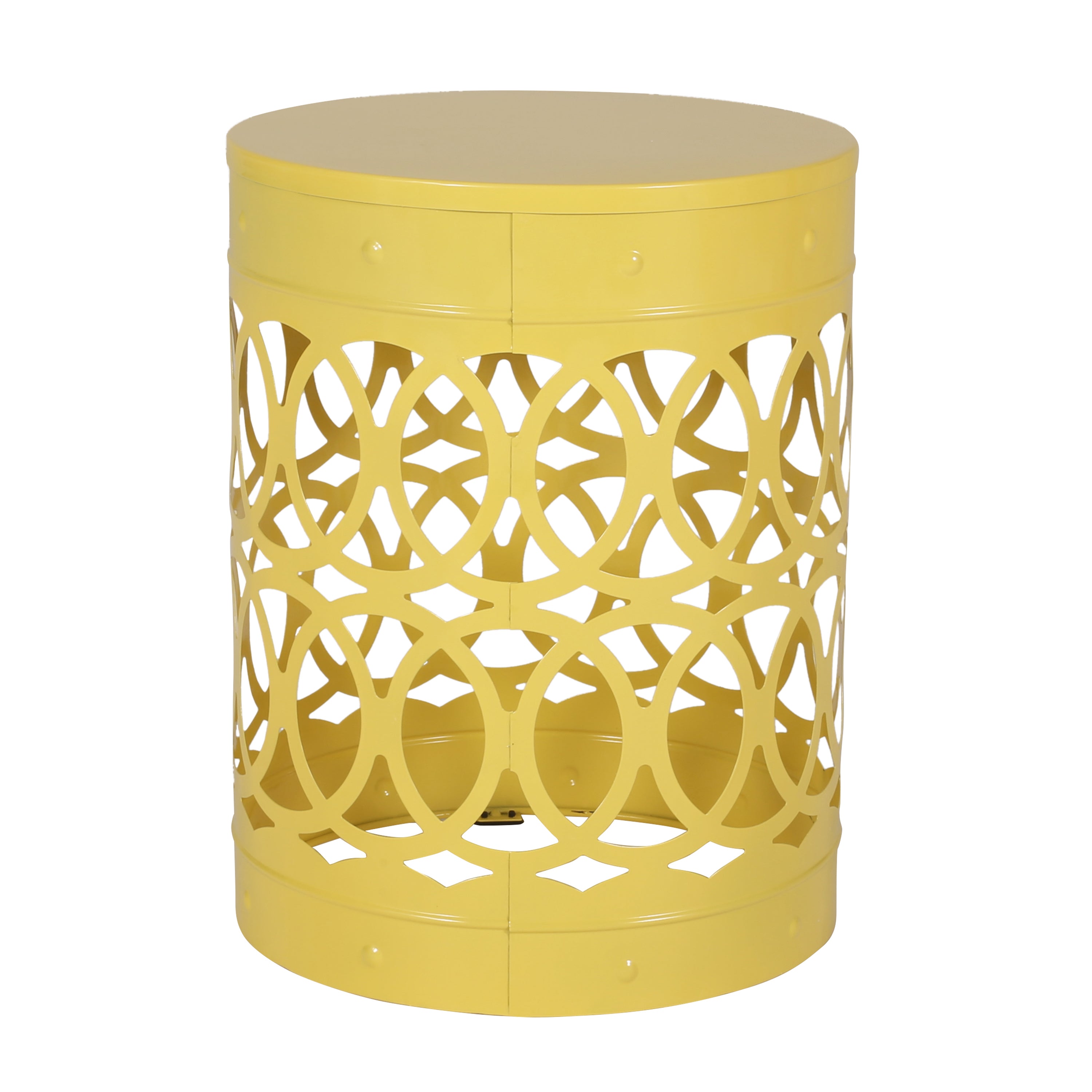Large Modern Outdoor Metal End Table with Iron Cut Design