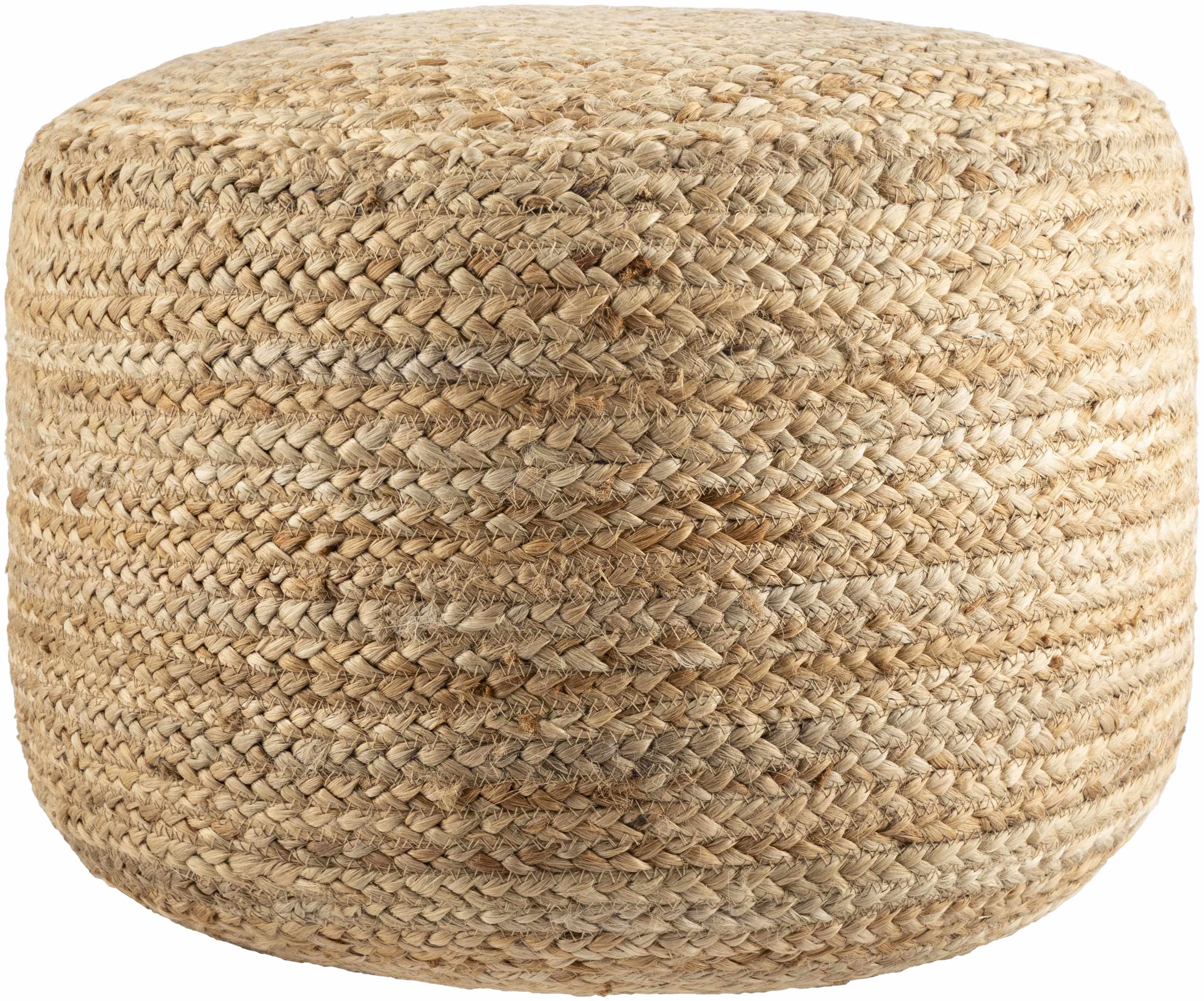 Lavertezzo Brick Red Knitted Beige Cotton Pouf
