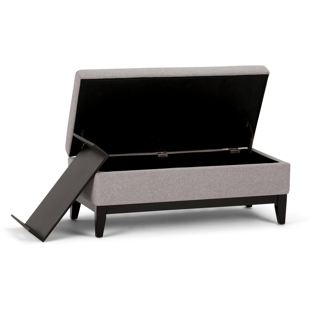 Oregon 42 Inch Wide Storage Ottoman Bench with Tray in Cloud