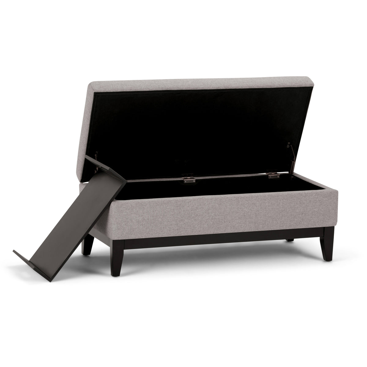 Oregon 42 Inch Wide Storage Ottoman Bench with Tray in Cloud