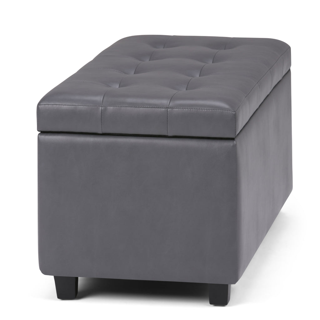 Cosmopolitan 34 Inch Wide Storage Ottoman in Stone