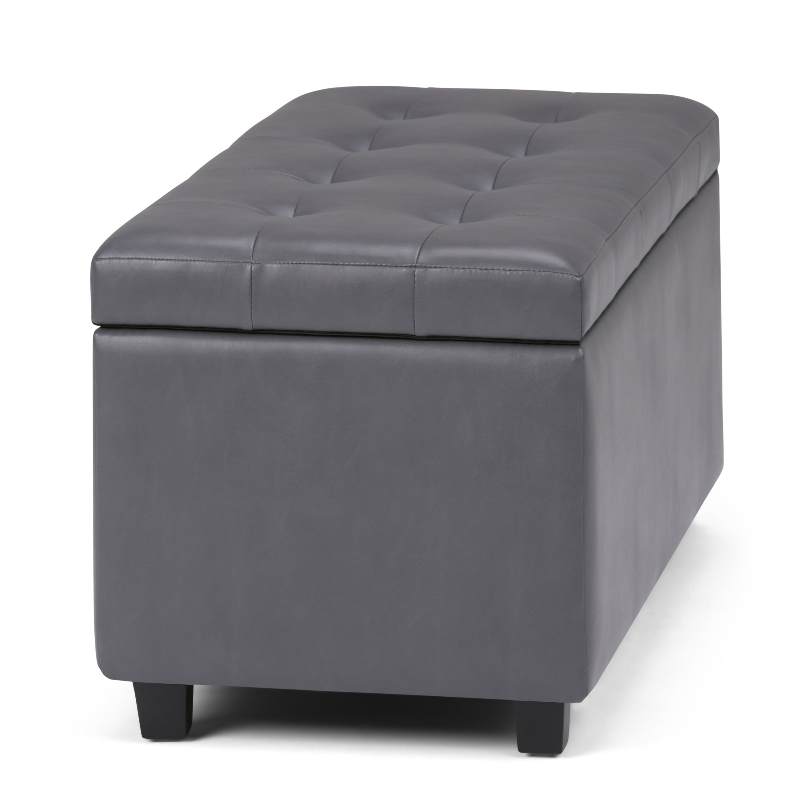 Cosmopolitan 34 Inch Wide Storage Ottoman in Stone