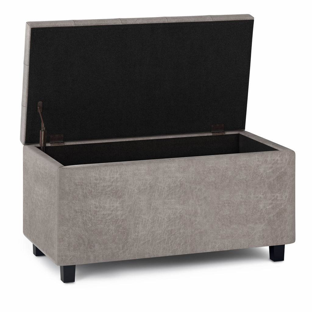 Cosmopolitan 34 Inch Wide Storage Ottoman in Distressed