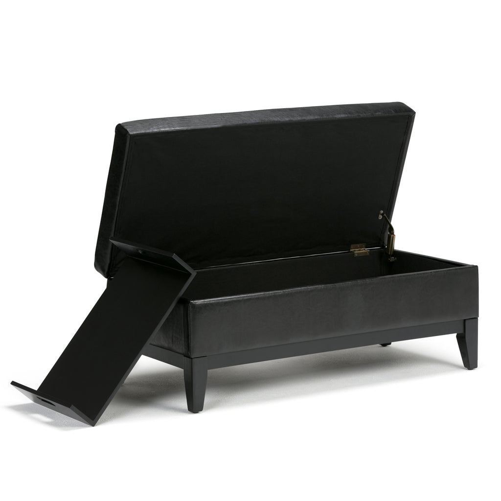Oregon 42 Inch Wide Storage Ottoman Bench with Tray