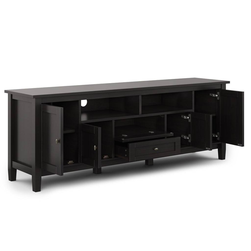 Warm Shaker 72 Inch Wide Solid Wood TV Stand in Hickory
