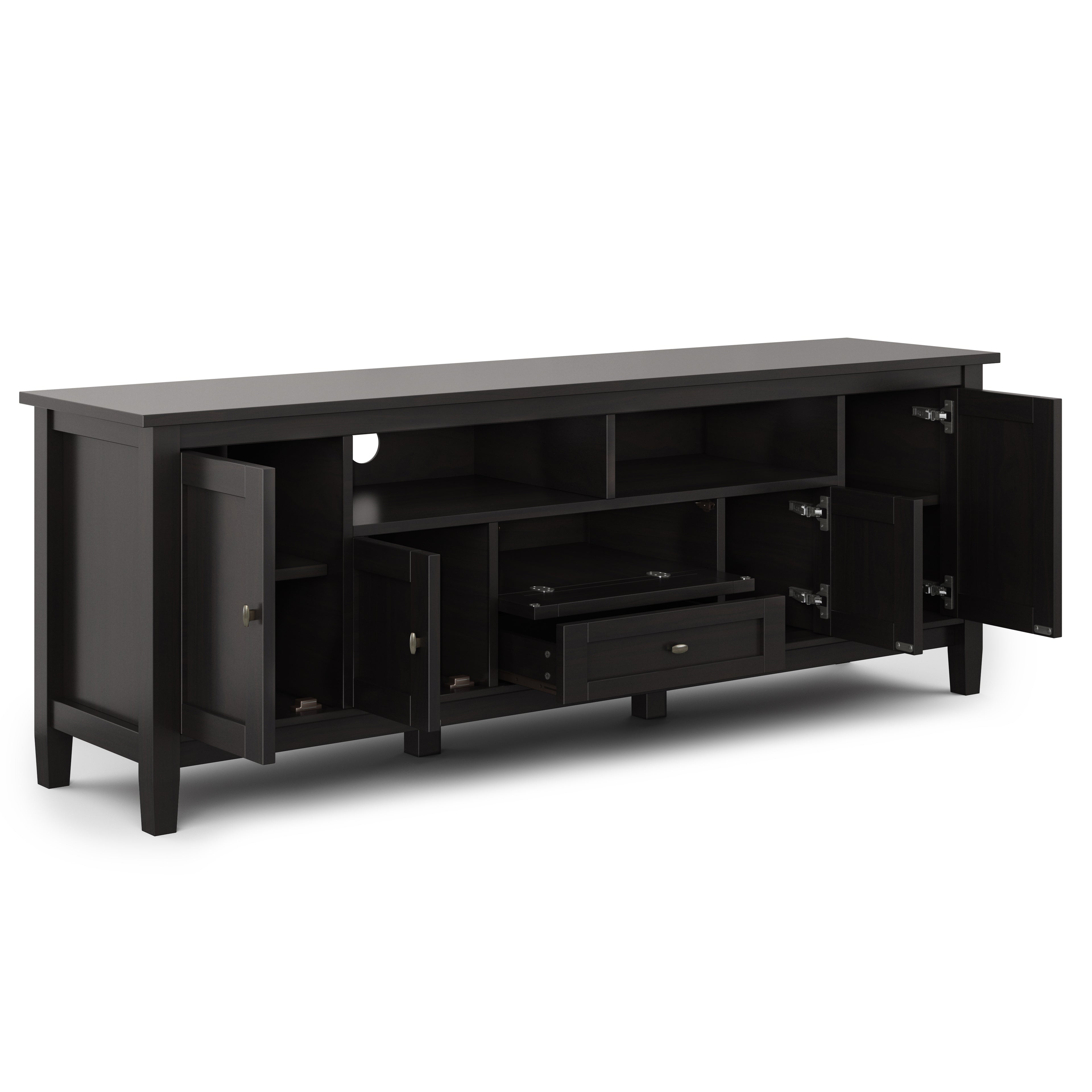 Warm Shaker 72 Inch Wide Solid Wood TV Stand in Hickory