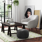 Renee 20 Inch Wide Round Pouf in Dark