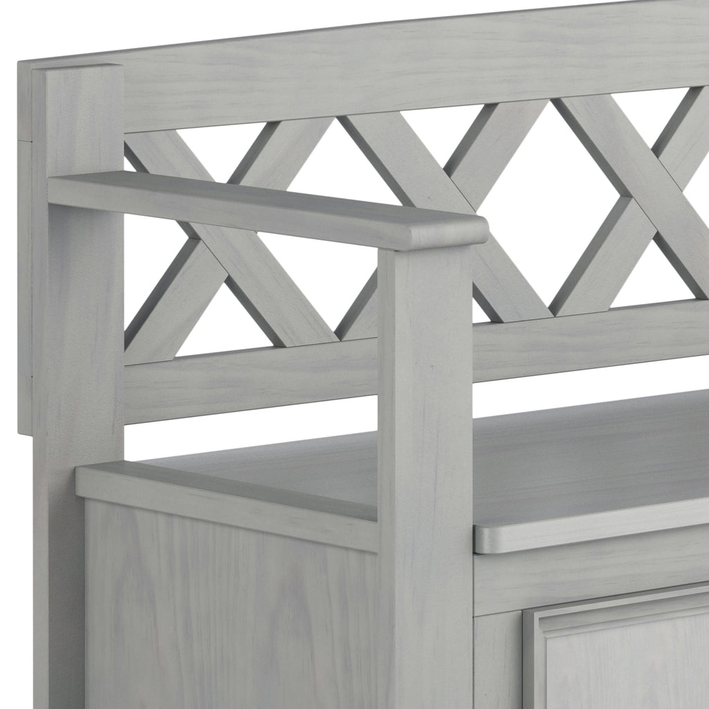 Amherst Solid Wood Entryway Storage Bench in Fog