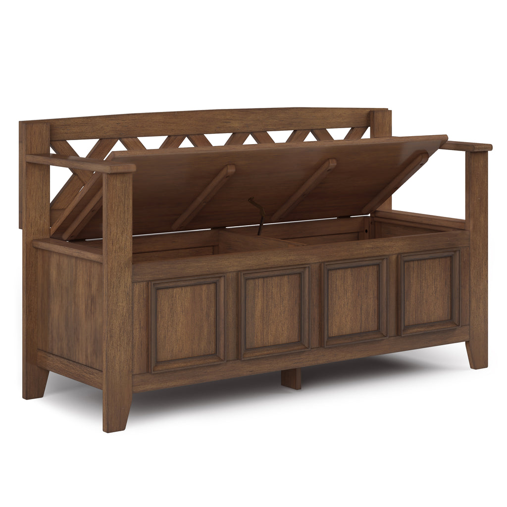 Amherst Solid Wood Entryway Storage Bench in Rustic