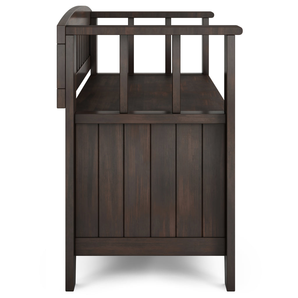 Acadian Solid Wood Small Entryway Storage Bench in Brunette