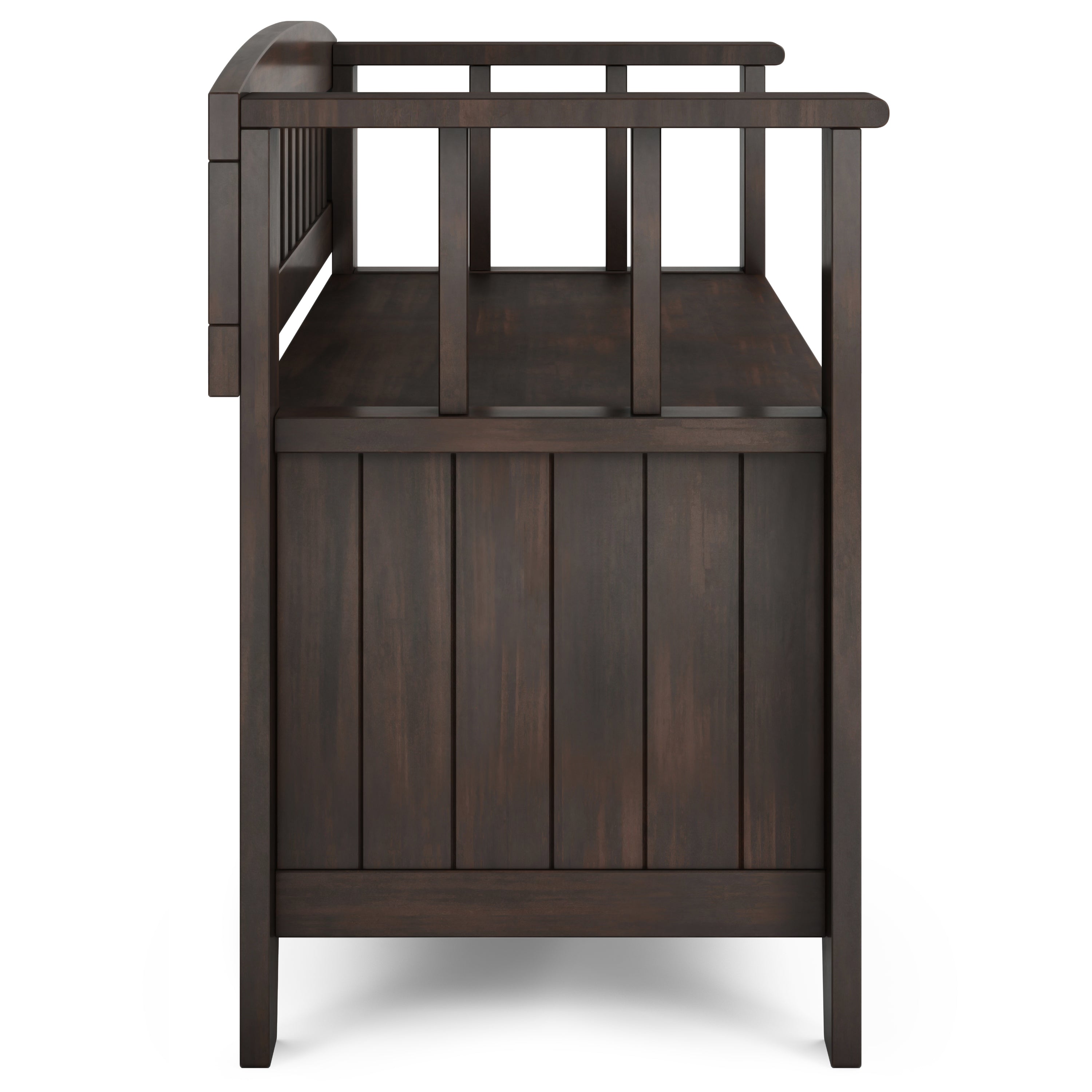 Acadian Solid Wood Small Entryway Storage Bench in Brunette