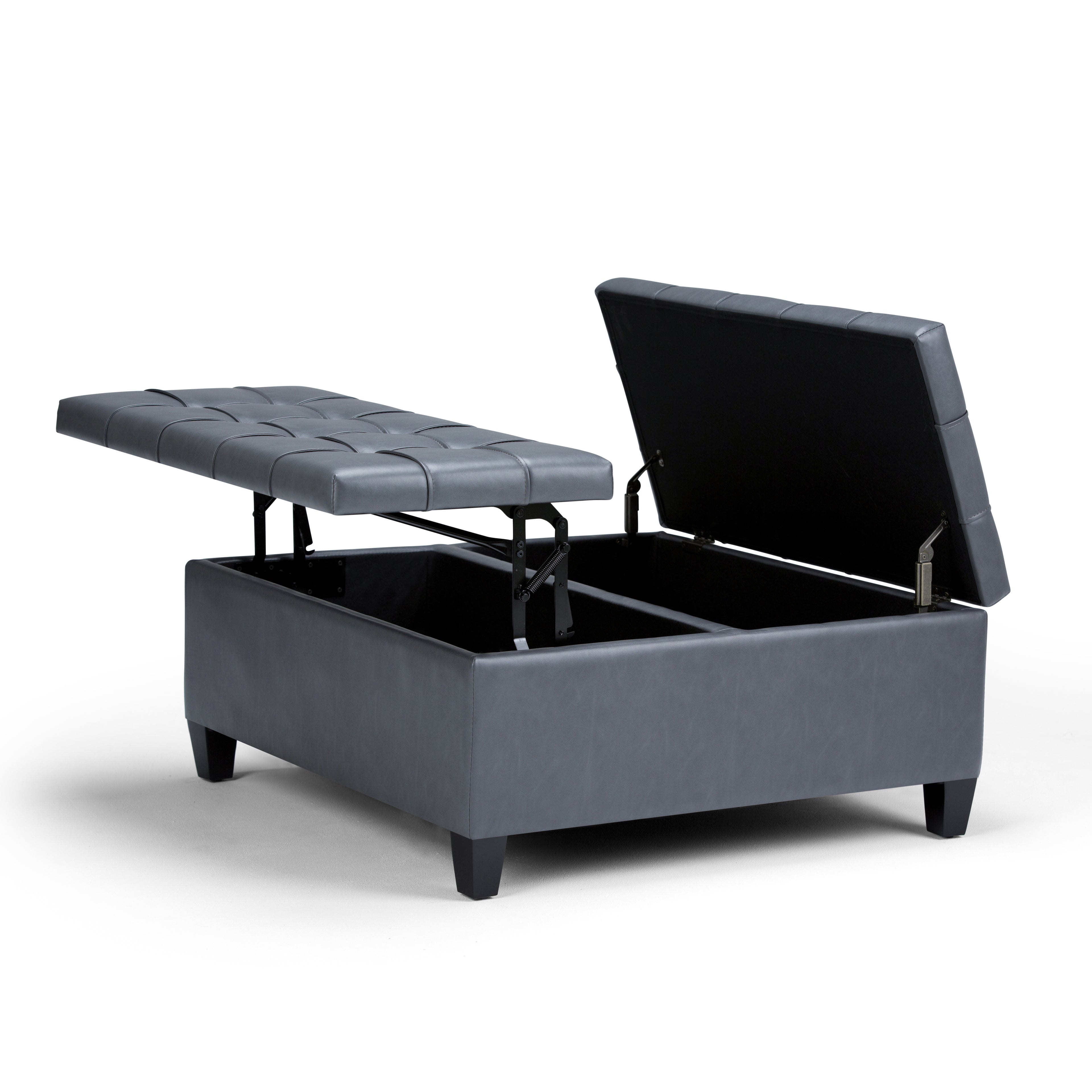 Harrison 36 Inch Wide Coffee Table Storage Ottoman in Stone