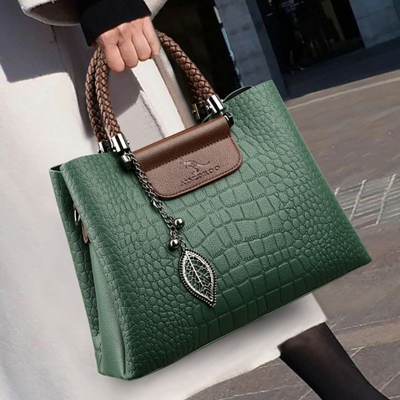 Amara Genuine Leather Handbag for Women 3 Compartment Shoulder Bag