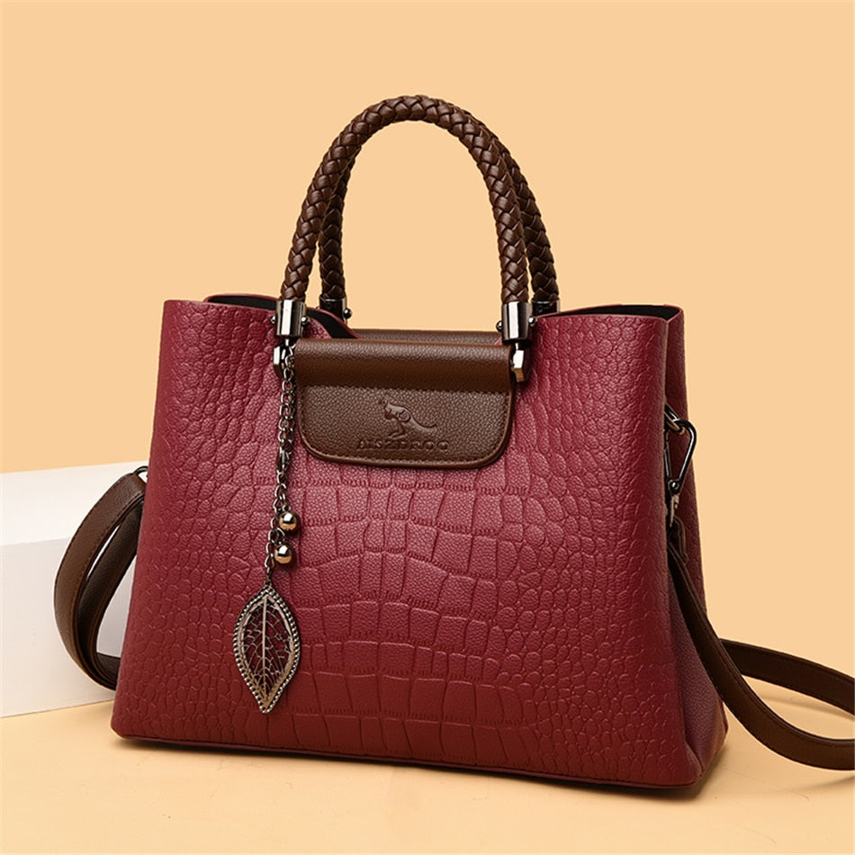 Amara Genuine Leather Handbag for Women 3 Compartment Shoulder Bag