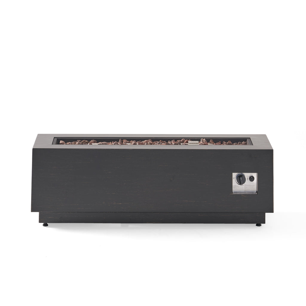 48" Outdoor 50,000 BTU Rectangular Iron Propane Fire Pit, Dark