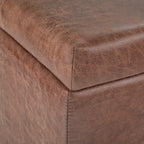 Dover 36 Inch Wide Storage Ottoman Bench in Distressed Umber