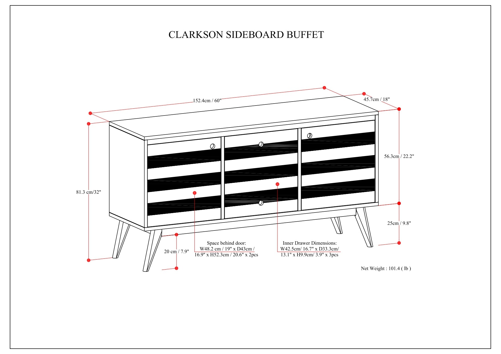 Clarkson Sideboard Buffet - Rustic