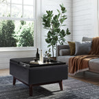 Owen 34 Inch Wide Tray Top Small Coffee Table Storage Ottoman