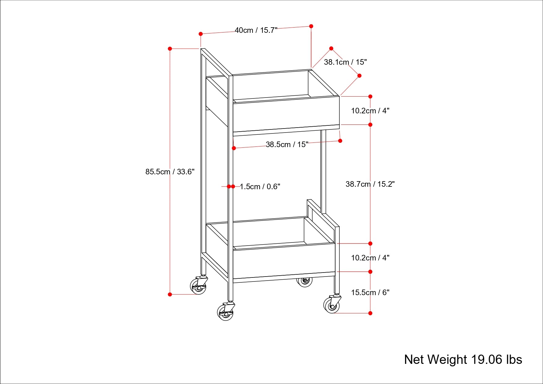 Hobbs - 16" Bar Cart
