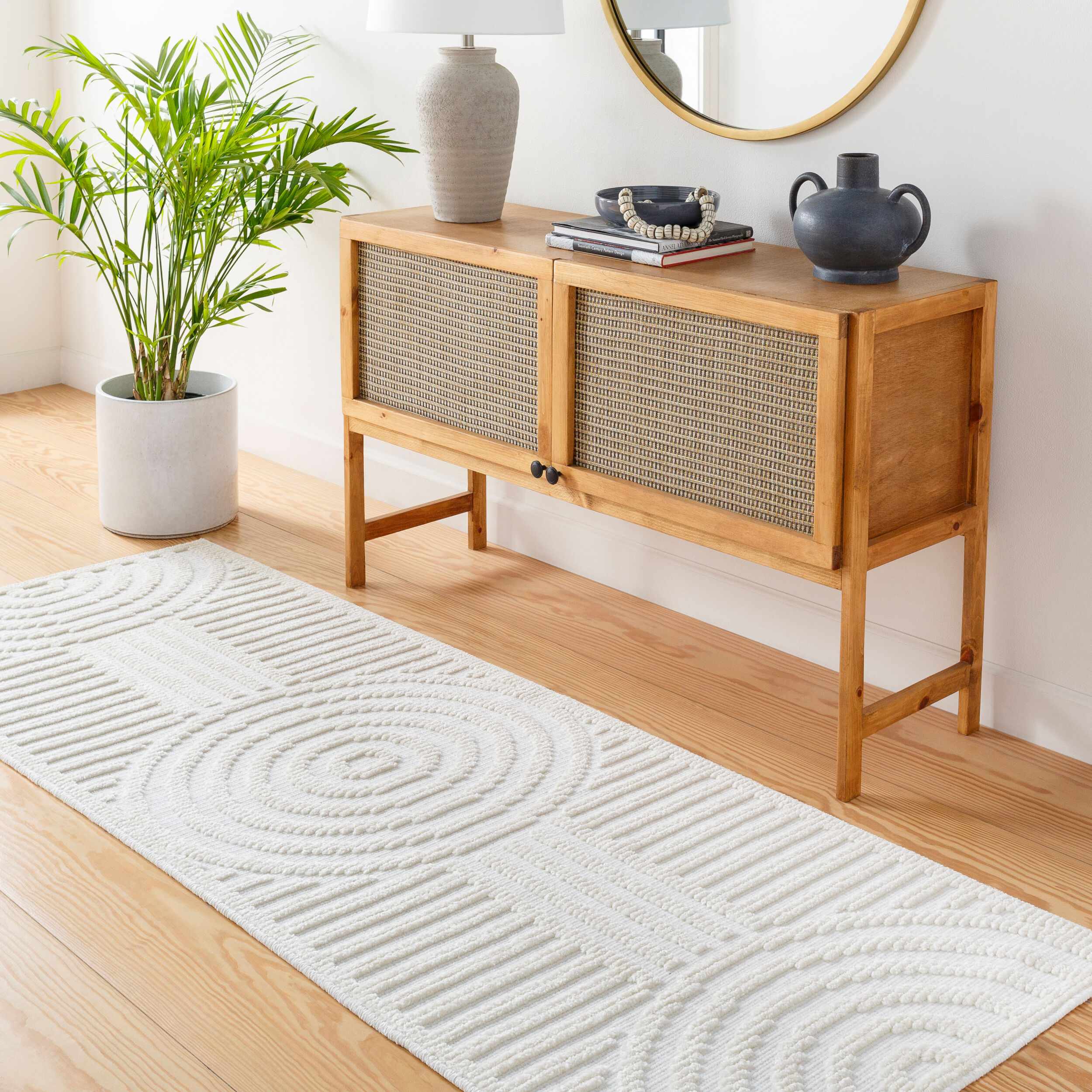 Deron White Washable 3D Rug