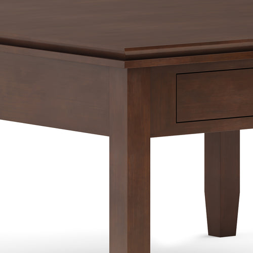 Artisan 36 Inch Wide Solid Wood Square Coffee Table in Russet