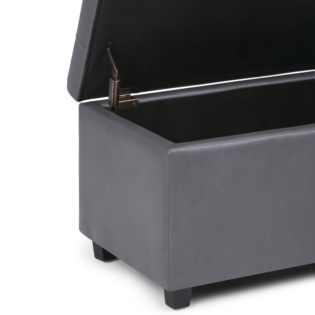 Cosmopolitan 34 Inch Wide Storage Ottoman in Stone