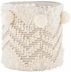 Bordon Ivory Textured Pom-Pom Stool - Clearance