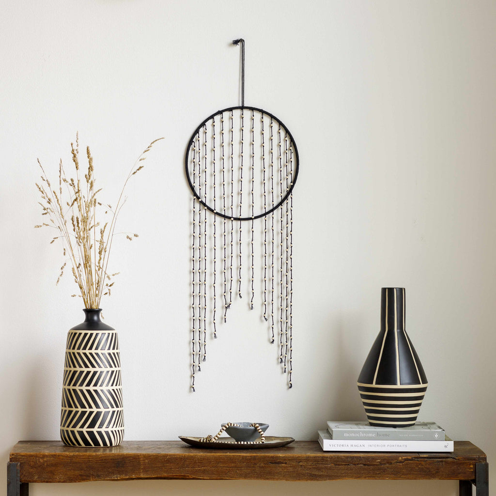 Malacampa Black Beaded Wall Hanging - Clearance