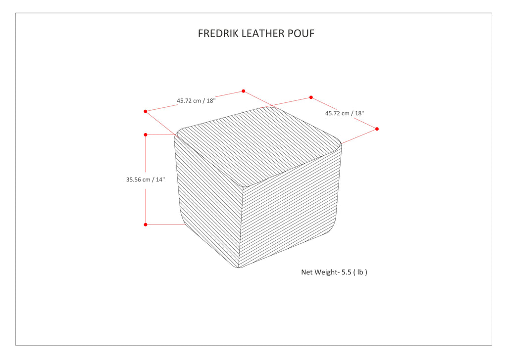 Fredrik 18 Inch Wide Square Pouf