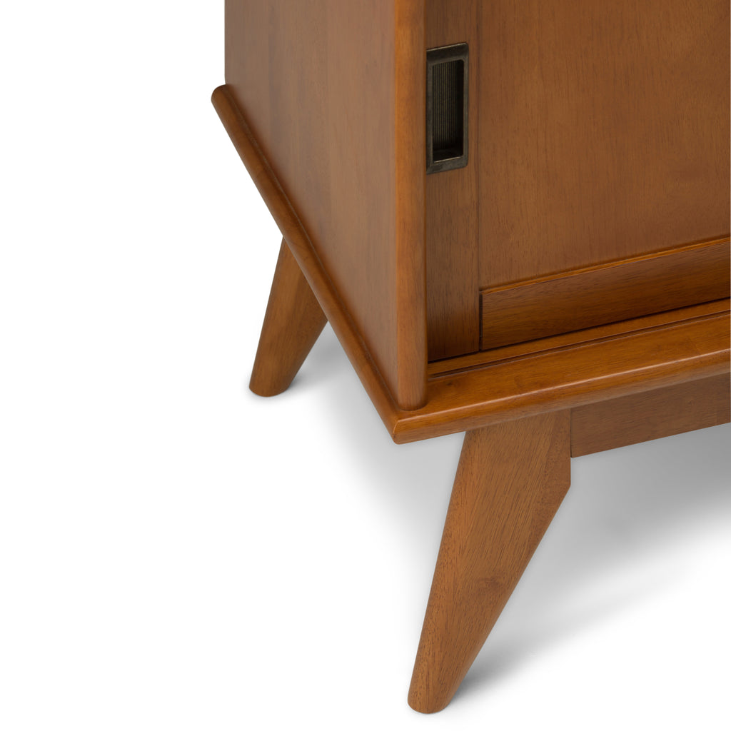 Draper 54" Wide Solid Wood Mid Century Tall TV Stand in Teak