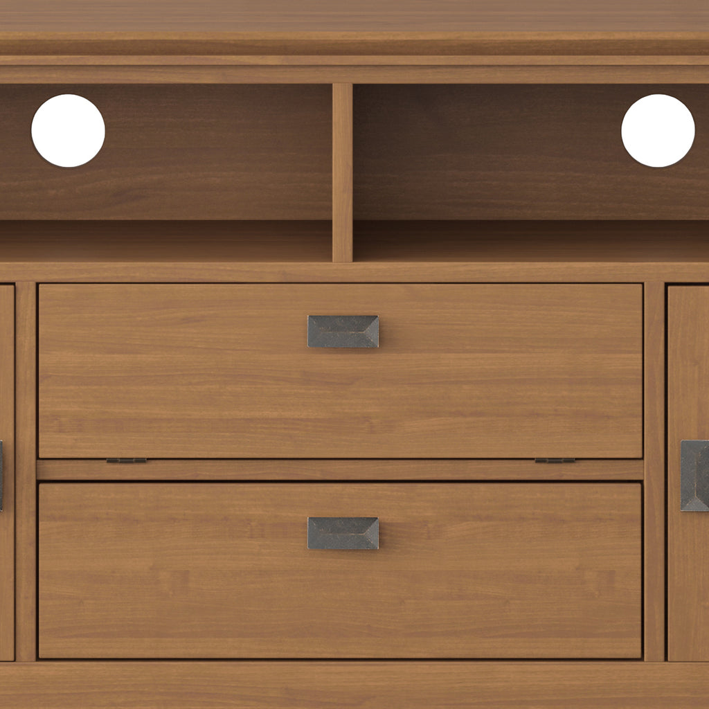 Artisan 72 Inch Wide Solid Wood TV Stand in Honey