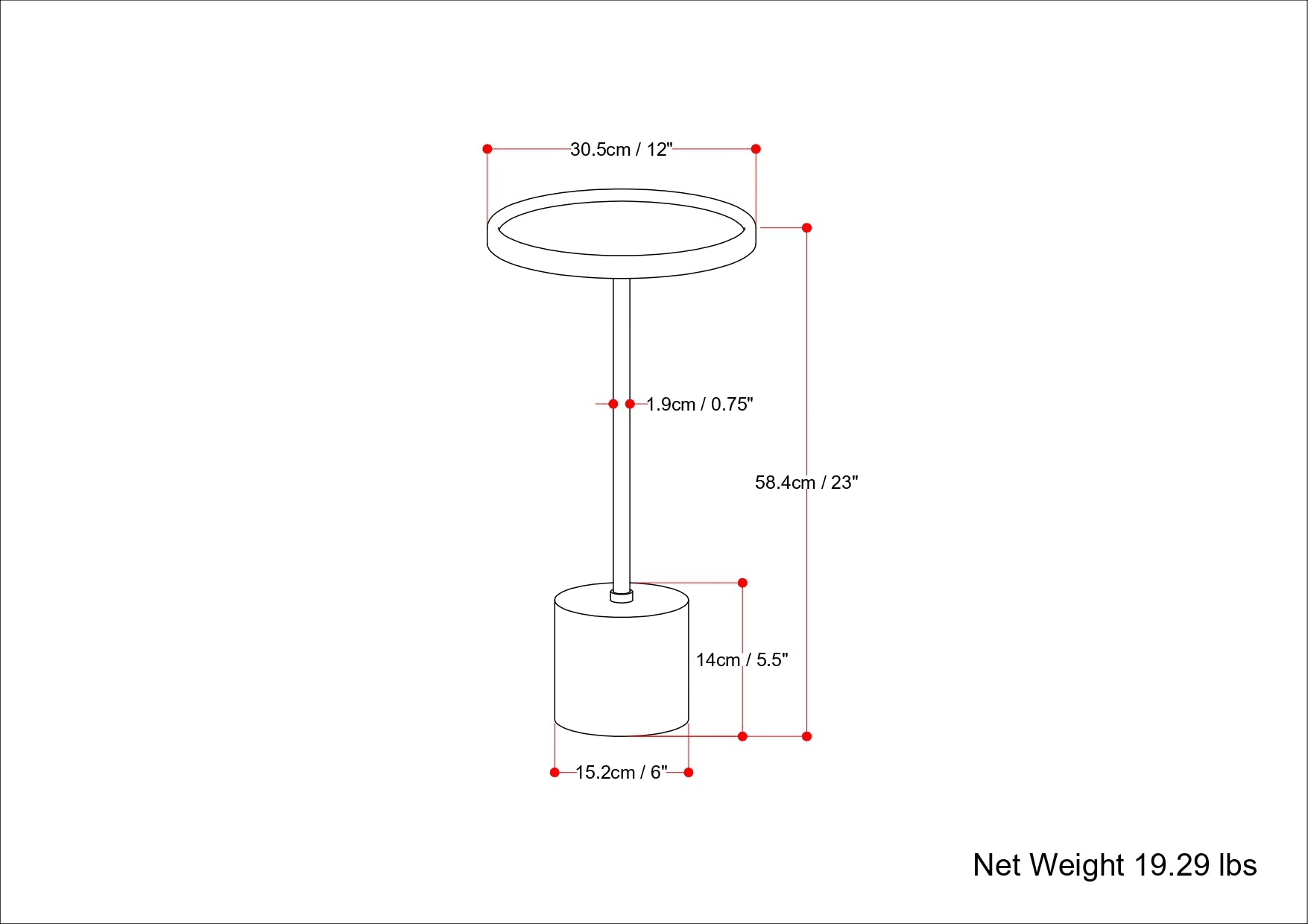 Turner 12-Inch Wide Solid Mango & Genuine Marble End Table