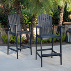 Outdoor Acacia Wood Adirondack Barstools, Set of 2