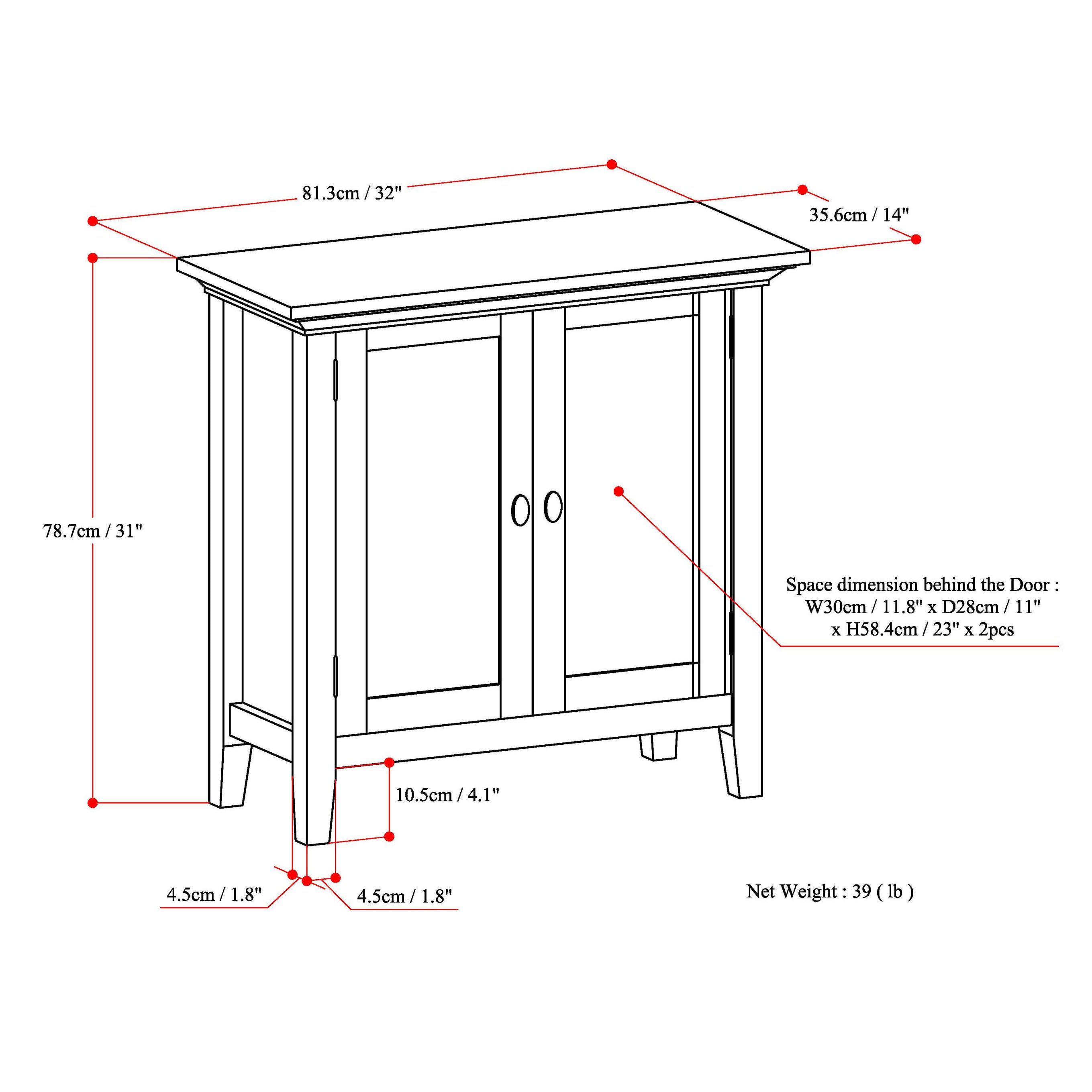 Redmond 32-Inch Wide Solid Wood Low Storage Cabinet in Light Golden