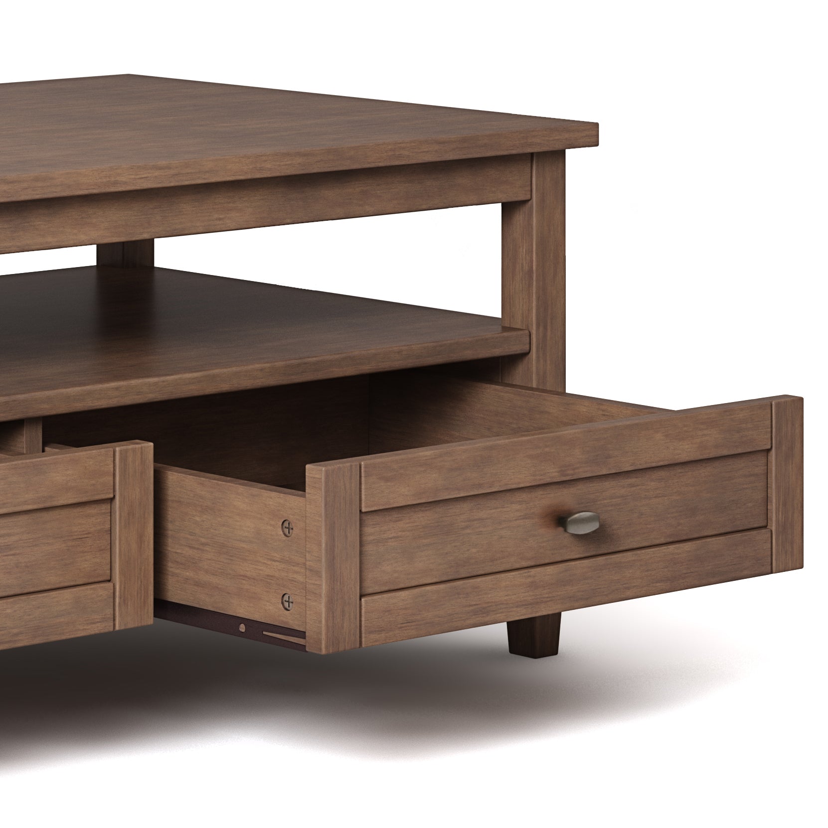 Warm Shaker Solid Wood 48 Inch Wide Transitional Coffee Table in Rustic