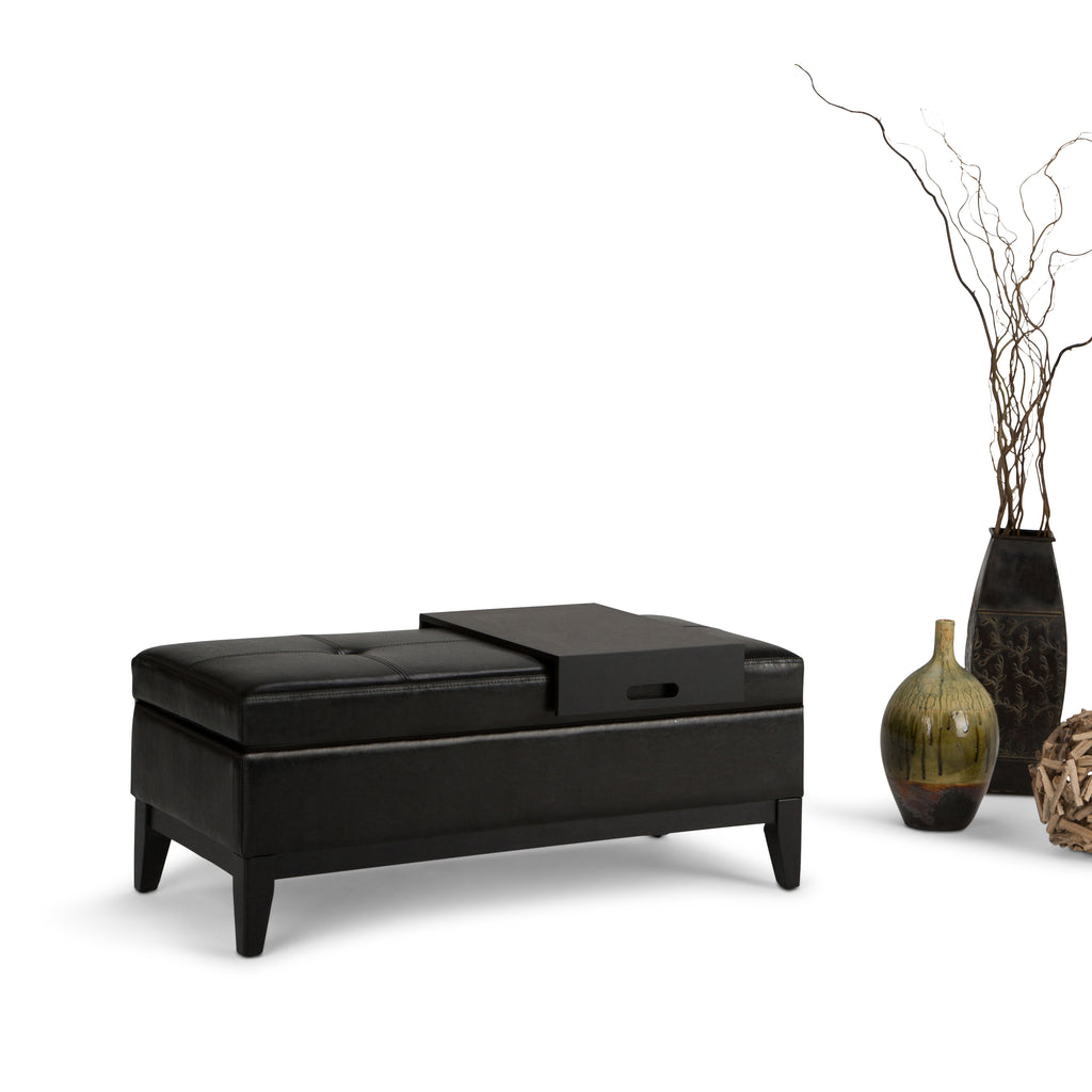 Oregon 42 Inch Wide Storage Ottoman Bench with Tray