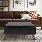 Owen 36 Inch Wide Square Coffee Table Storage Ottoman in Tanners