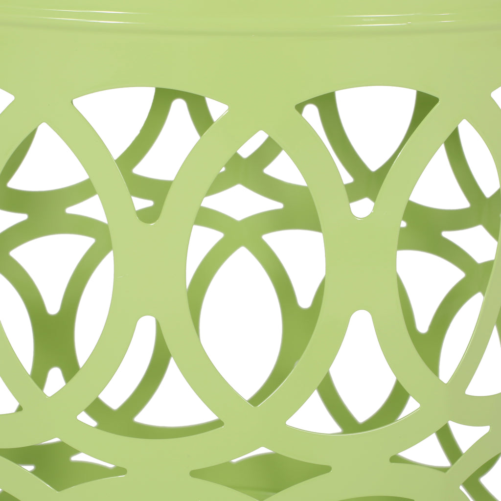 Modern Outdoor Metal End Table with Iron Cut Design