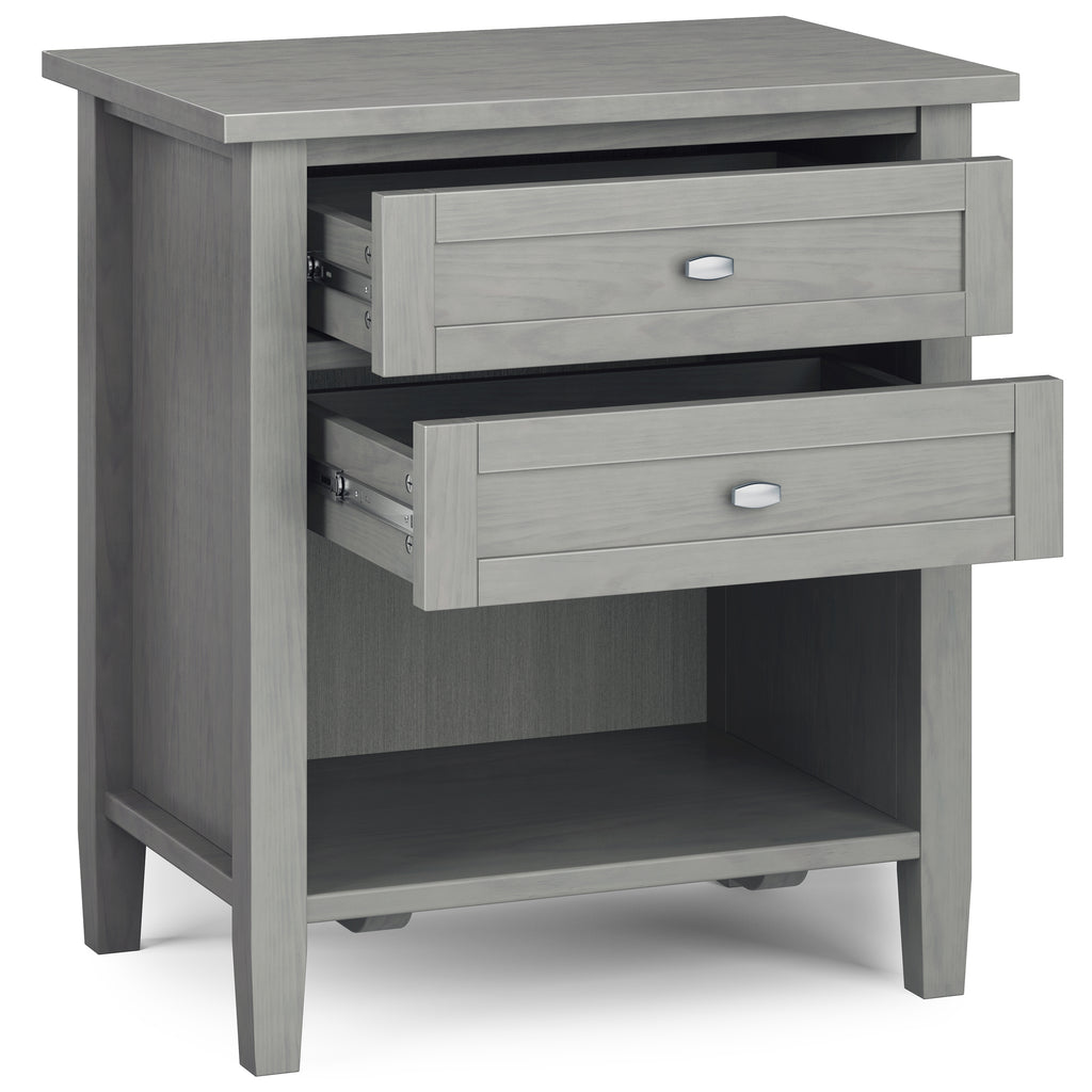Warm Shaker Solid Wood Nightstand in Fog