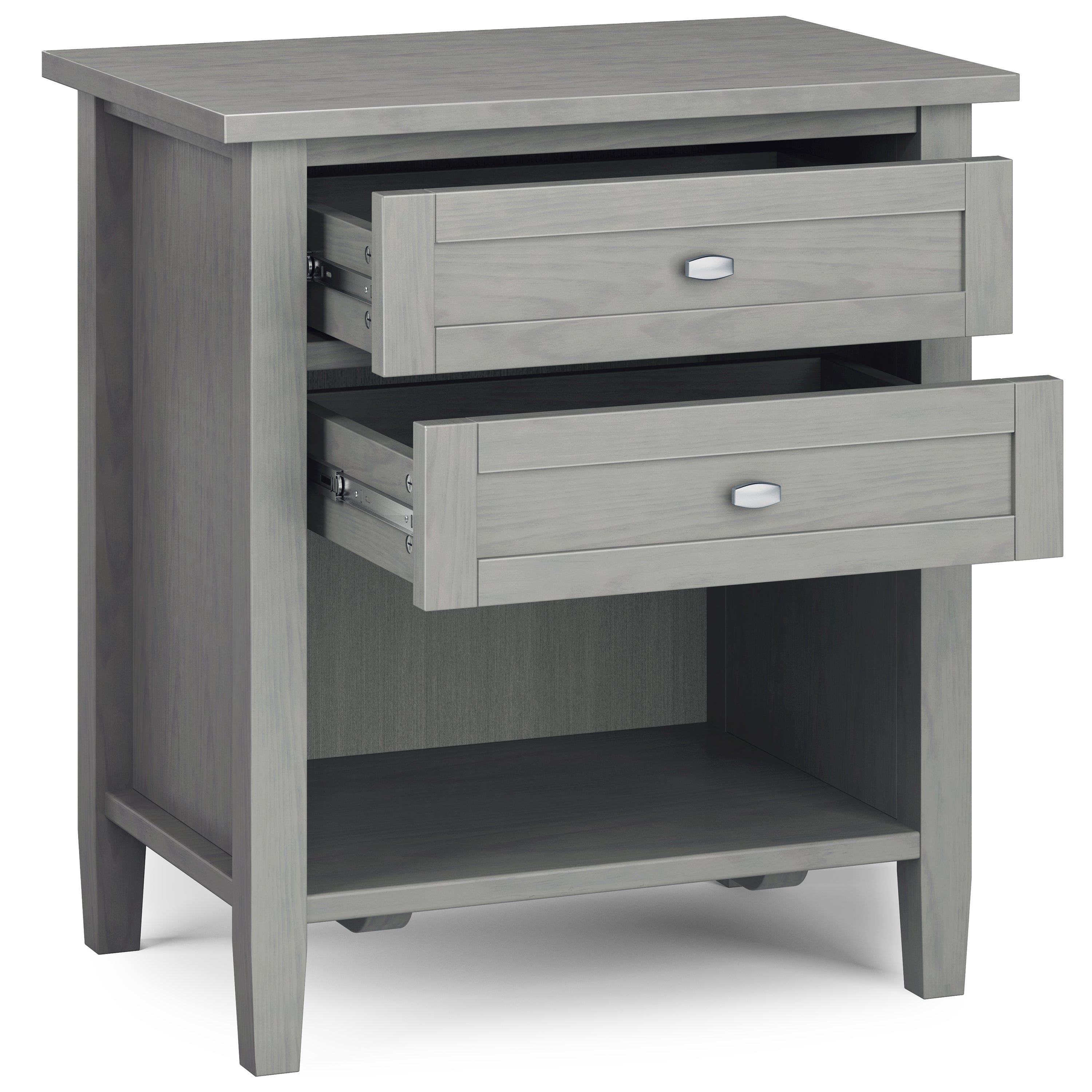Warm Shaker Solid Wood Nightstand in Fog